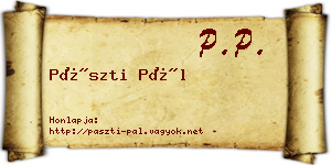 Pászti Pál névjegykártya