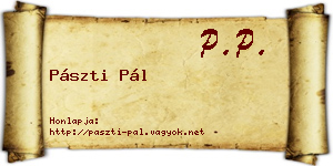 Pászti Pál névjegykártya